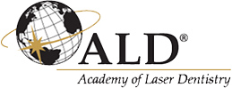 The image is a logo with the text 'Ald' in capital letters, followed by the tagline 'Academy of Laser Dentistry,' and below that, the globe symbolizing world recognition.