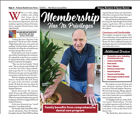 The image is a newspaper article featuring a man standing next to a potted plant, with the headline  MEMBERSHIP HAS ITS PRIVILEGES  and text highlighting the benefits of membership.